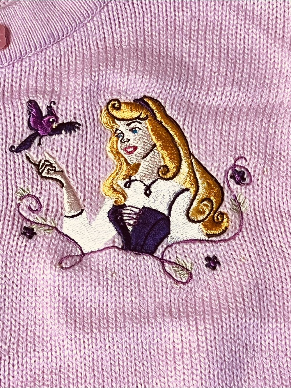 Vintage Y2K Disney Store Princess Aurora Sleeping Beauty Knit Cardigan Sweater - Picture 3 of 11